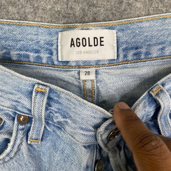 AGOLDE Riley High Rise Straight Crop Jeans Size 28 Light Wash a066b-983 - Picture 5 of 13